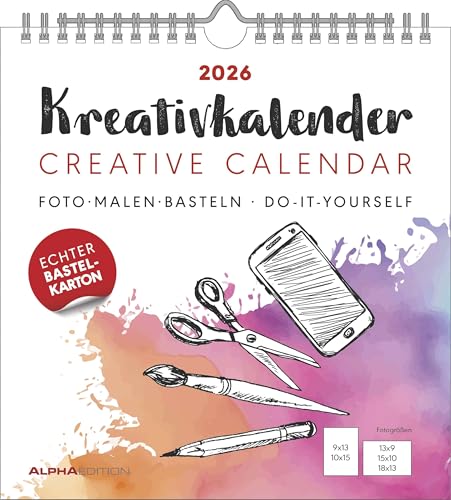 Kreativ-Kalender weiß 2026 - 21x22 cm - Foto, Malen, Basteln - datiert - Kreativkalender - Foto-Kalender - Alpha Edition: Do it yourself calendar von ALPHA EDITION