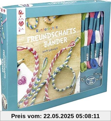 Kreativ-Set Kunterbunte Freundschaftsbänder: Buch mit Knüpfanleitungen, Bändchenhalter und Material für bis zu 6 Freundschaftsbändern (Buch plus Material)