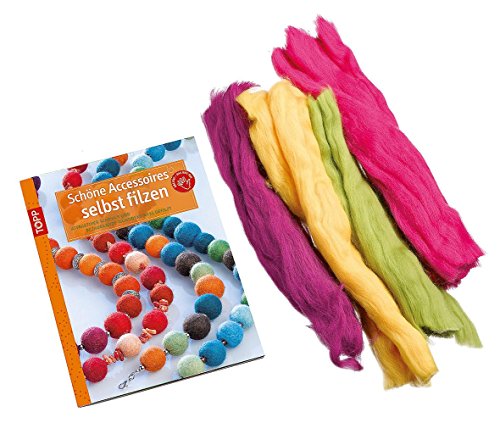 Kreativ-Set Nassfilzen. Schöne Accessoires selbst filzen: Buch mit Merino-Filzwolle in 4 Farben (Buch plus Material) von Frech