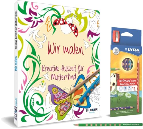 Kreativ-Set: Wir malen - Kreative Auszeit für Mutter und Kind: Malbuch mit 12 hochwertigen Buntstiften+Spitzer für Kinder und Erwachsene, die gemeinsam kreativ sein wollen. von BILDNER Verlag