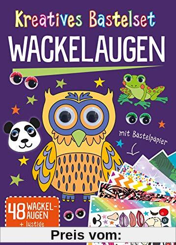 Kreatives Bastelset: Wackelaugen: Set mit Ausmalmotiven, selbstklebenden Wackelaugen und bunten Stickern
