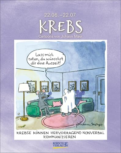 Krebs 2025: Sternzeichenkalender-Cartoonkalender als Wandkalender im Format 19 x 24 cm. von Korsch Verlag