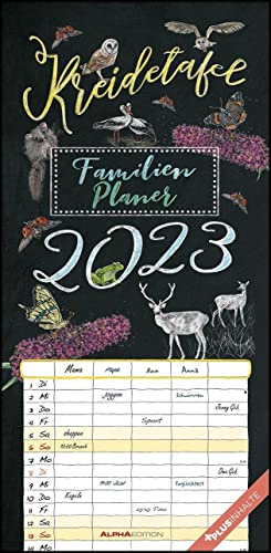 Kreidetafel Familienplaner 2023 - Familienkalender 22x45 cm - 5 Spalten - Kalender mit Ferienterminen und vielen Zusatzinformationen - Wandkalender von Alpha Edition