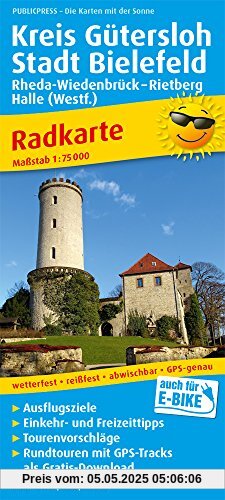 Kreis Gütersloh - Stadt Bielefeld, Rheda-Wiedenbrück - Rietberg, Halle (Westf.): Radkarte mit Ausflugszielen, Einkehr- & Freizeittipps, wetterfest, ... GPS-genau. 1:75000 (Radkarte / RK)