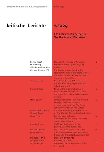 Kritische Berichte : Zeitschrift für Kunst- und Kulturwissenschaften / Jahrgang 52, Heft 1.2024: Das Erbe von Minderheiten / The Heritage of Minorities von arthistoricum.net