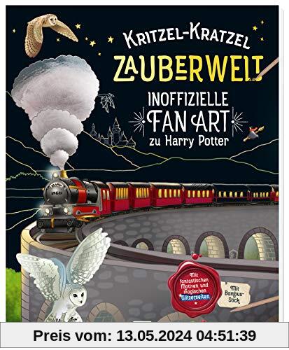 Kritzel-Kratzel Zauberwelt - Inoffizielle Fan Art zu Harry Potter: Mit fantastischen Motiven und magischen Glitzerseiten. Mit Bambus-Stick