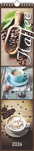 Küchenplaner Kaffee 2026 - Streifen-Kalender 11,3x49x5 cm - Kaffeekalender - mit leckeren Rezepten - Wandplaner - Küchenkalender - Alpha Edition von ALPHA EDITION