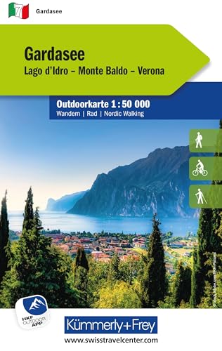 Kümmerly+Frey Outdoorkarte Gardasee 1:50.000: Mit Lago d'Idro, Monte Baldo und Verona. Touren für Wanderer, Biker und mehr! Wetterfest und leicht lesbar von Hallwag Kümmerly+Frey