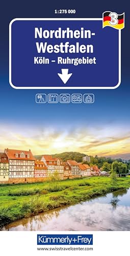 Kümmerly+Frey Regional-Strassenkarte 3 Nordrhein-Westfalen 1:275.000: Mit Köln und Ruhrgebiet. Inkl. Ortsverzeichnis und Reiseinformationen von Hallwag Kümmerly+Frey