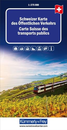 Kümmerly+Frey Schweizer Karte des öffentlichen Verkehrs 1:275.000: Inkl. allen Bahnverbindungen, Postautokursen, Bergbahnen, Schiffverbindungen (Kümmerly+Frey Thematische Karten)