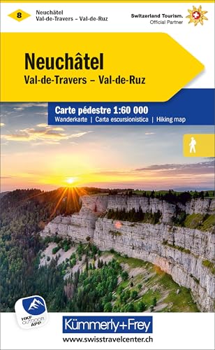 Kümmerly+Frey Wanderkarte 8 Neuchâtel 1:60.000: Mit Val-de-Travers und Val-de-Ruz. Wetterfest, matt laminiert und mit free Download (Kümmerly+Frey Wanderkarte 1:60.000, Band 8)