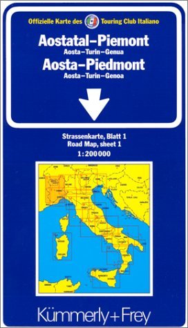 Kümmerly & Frey Karten, Aostatal, Piemont: Strassenkarte 1:200000 Aosta - Turin - Genua Blatt 1 (Kümmerly+Frey Strassenkarten)