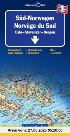 Kümmerly & Frey Karten, Süd-Norwegen: Oslo - Stavanger - Bergen. Regionalkarte. Mit touristischen Informationen (Regional Maps - Norway)