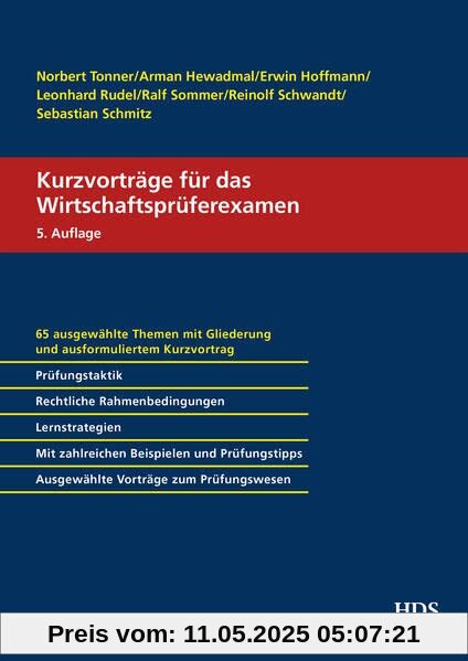 Kurzvorträge für das Wirtschaftsprüferexamen Kurzvorträge für das Wirtschaftsprüferexamen