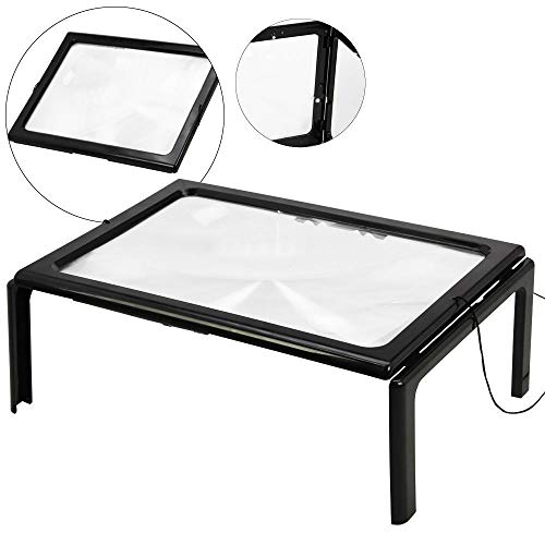LED Flachlupe Handfrei: LED-Flachlupe "handfrei" zur handfreien Bedienung mit aufklappbaren Füßen zum Stellen der Lupe über den ... usw.). Format ca. ... usw.). Format ca. 28 x 22 cm x 3 cm.