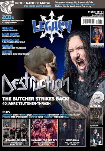 LEGACY MAGAZIN: THE VOICE FROM THE DARKSIDE: Ausgabe #154 (1/2025) mit DESTRUCTION samt exklusiver CD-Beilage sowie KRAWALLBRÜDER, WARDRUNA und HARAKIRI FOR THE SKY von In Farbe und Bunt Verlag