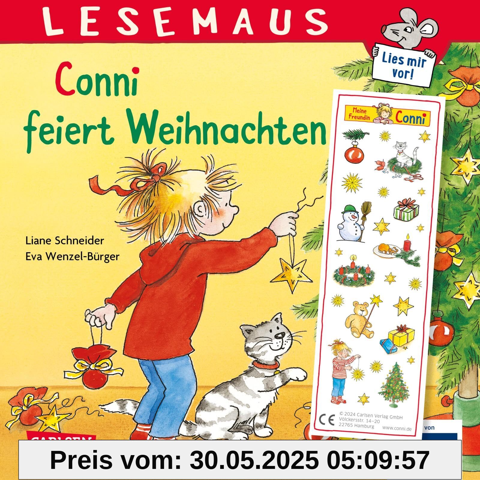 LESEMAUS 58: Conni feiert Weihnachten: Bilderbuchgeschichte für Kinder ab 3 | mit tollen Weihnachtsstickern (58)