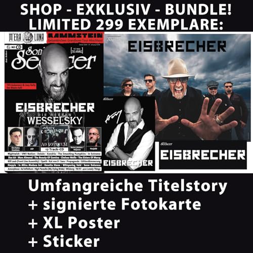 LIMITED Sonic Seducer 10/2024: Eisbrecher -Bundle: Signierte Fotokarte + XL Poster + Sticker + Titel Story von Sonic Seducer