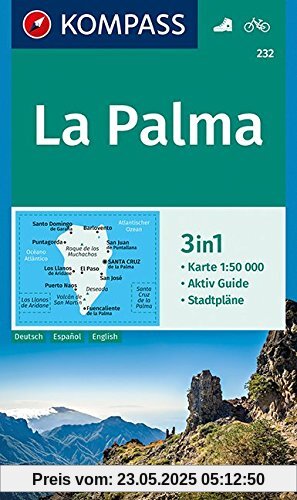 La Palma: 3in1 Wanderkarte 1:50000 mit Aktiv Guide und Stadtplänen. Fahrradfahren (KOMPASS-Wanderkarten, Band 232)