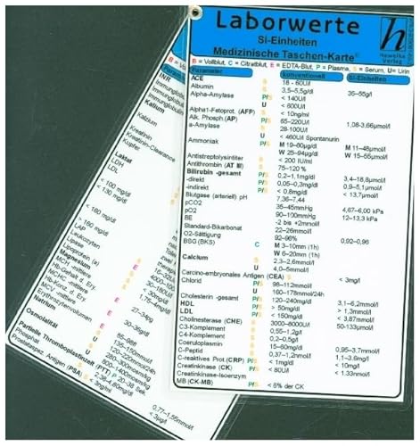 Laborwerte SI Einheiten - Medizinische Taschen-Karte