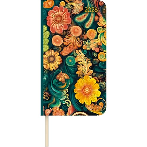 Lady Journal Slim Paisley 2026 - Taschen-Kalender 9x15,6 cm - Weekly - 128 Seiten - Notiz-Buch - mit Info- und Adressteil - Alpha Edition von ALPHA EDITION