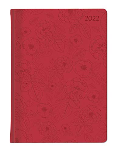 Ladytimer Deluxe Coral 2022 - Taschen-Kalender A6 (10,7x15,2 cm) - Tucson Einband - Motivprägung Rosen - Weekly - 128 Seiten - Alpha Edition