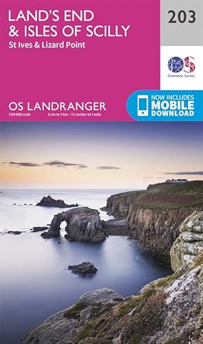 Land's End & Isles of Scilly: St Ives & Lizard Point (OS Landranger Map, Band 203) von ORDNANCE SURVEY