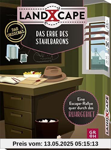 LandXcape - Das Erbe des Stahlbarons: Eine Escape-Rallye quer durch das Ruhrgebiet | Mehrfach spielbares Escape Game mit 50 Karten für Kinder ab 12 und Erwachsene (LandXcape Spiele Reihe)