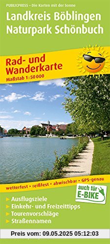 Landkreis Böblingen - Naturpark Schönbuch: Rad- und Wanderkarte mit Ausflugszielen, Einkehr- & Freizeittipps, wetterfest, reißfest, abwischbar, GPS-genau. 1:50000 (Rad- und Wanderkarte / RuWK)