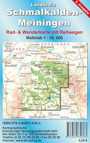 Landkreis Schmalkalden - Meiningen: Rad- und Wanderkarte. Maßstab: Mit Reitwegen