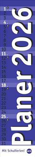 Langplaner, blau 2026: Praktischer Streifenkalender fürs Büro. Länglicher Wandkalender mit genug Platz für Notizen. Terminkalender 2026. 11 x 49 cm (Bürokalender Heye) von Heye