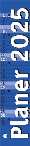 Langplaner mini, blau 2025: Praktischer Streifenkalender fürs Büro. Kleiner Wandkalender mit genug Platz für Eintragungen. Terminkalender 2025. 7 x 33 cm (Bürokalender Heye) von Heye