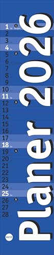 Langplaner mini, blau 2026: Praktischer Streifenkalender fürs Büro. Kleiner Wandkalender mit genug Platz für Eintragungen. Terminkalender 2026. 7 x 33 cm (Bürokalender Heye) von Heye