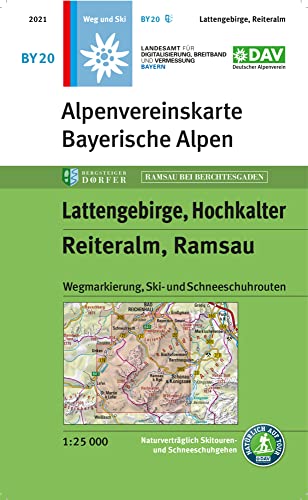 Lattengebirge, Reiteralm, Ramsau: Topographische Karte 1:25.000 mit Wegmarkierung, Ski- und Schneeschuhrouten (Alpenvereinskarten) von Deutscher Alpenverein