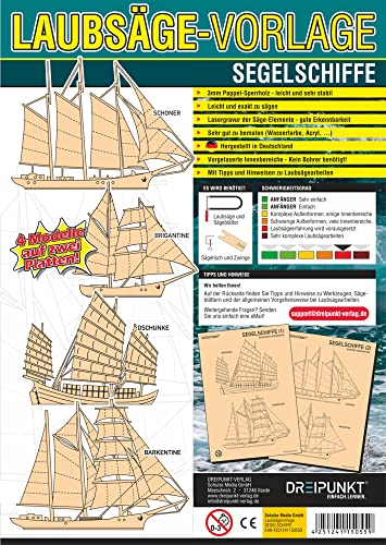 Laubsägevorlage Segelschiffe: Laubsägevorlage für vier große Segelschiffe aus hochwertigem 3mm Pappelsperrholz von Dreipunkt Verlag