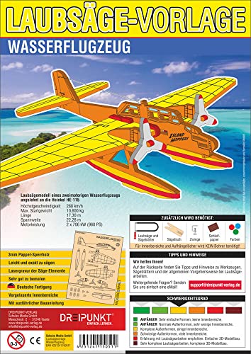 Laubsägevorlage Wasserflugzeug: Laubsägevorlage für ein zweimotoriges Wasserflugzeug aus hochwertigem 3mm Pappelsperrholz Laubsägevorlage Wasserflugzeug: Laubsägevorlage für ein zweimotoriges Wasserflugzeug aus hochwertigem 3mm Pappelsperrholz