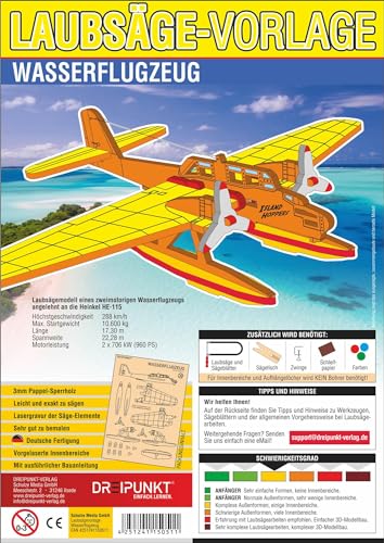 Laubsägevorlage Wasserflugzeug: Laubsägevorlage für ein zweimotoriges Wasserflugzeug aus hochwertigem 3mm Pappelsperrholz
