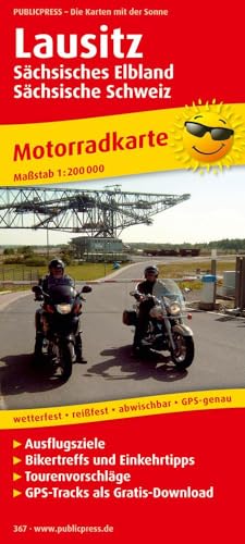 Lausitz, Sächsisches Elbland - Sächsische Schweiz: Motorradkarte mit Ausflugszielen, Einkehr- & Freizeittipps und Tourenvorschlägen, wetterfest, ... GPS-genau. 1:200000 (Motorradkarte: MK)
