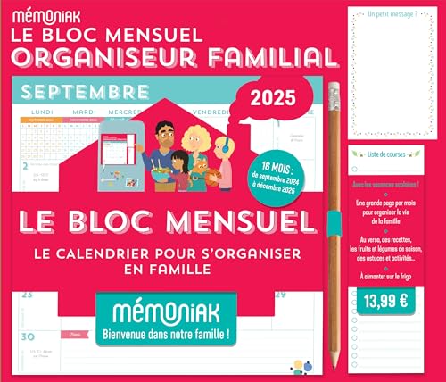 Le Bloc mensuel organiseur familial Mémoniak, calendrier (sept. 2024 - déc. 2025) von 365 PARIS