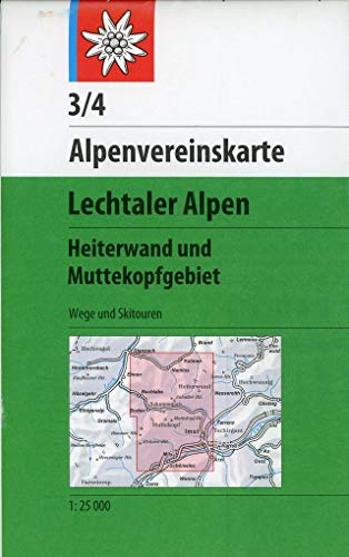 Lechtaler Alpen, Heiterwand: Topographische Karte 1:25.000 mit Wegmarkierungen und Skirouten: Wege und Ski (Alpenvereinskarten) von Deutscher Alpenverein
