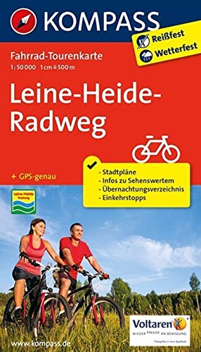 KOMPASS Fahrrad-Tourenkarte Leine-Heide-Radweg 1:50.000: Leporello Karte, reiß- und wetterfest