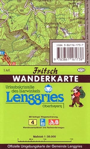 Lenggries: Wanderkarte. Urlaubskristalle des Isarwinkels, Oberbayern. Tourist. Hinweise auf d. Rückseite (Fritsch Wanderkarten 1:35000) von Fritsch Landkartenverlag