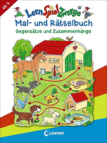 LernSpielZwerge - Mal- und Rätselbuch - Gegensätze und Zusammenhänge: Rästel- und Malblock für Kinder ab 5 Jahre