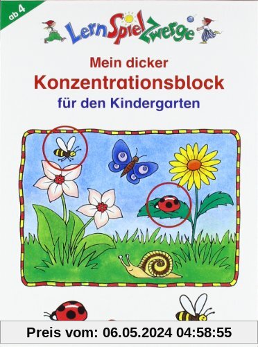 LernSpielZwerge Übungsblock: Mein dicker Konzentrationsblock für den Kindergarten