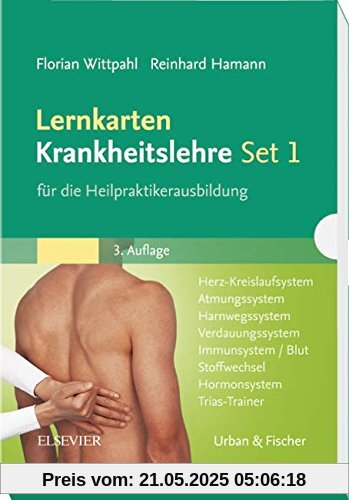 Lernkarten Krankheitslehre Set 1 für die Heilpraktikerausbildung: Herz-Kreislaufsystem, Atmungssystem, Harnwegssystem, Verdauungssystem, Immunsystem/Blut, Stoffwechsel, Hormonsystem, Trias-Trainer