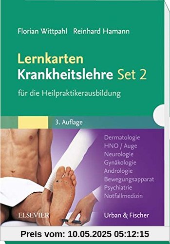 Lernkarten Krankheitslehre Set 2 für die Heilpraktikerausbildung: Dermatologie, HNO, Auge, Neurologie, Gynäkologie, Andrologie, Bewegungsapparat, Psychiatrie, Notfallmedizin