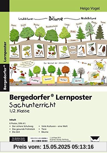 Lernposter Sachunterricht - 1./2. Klasse: 6 Poster für den Klassenraum (Bergedorfer® Lernposter)