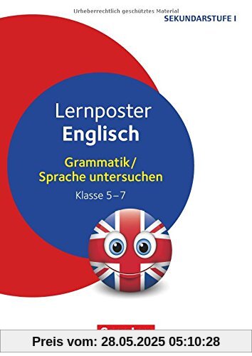 Lernposter für die Sekundarstufe: Lernposter Englisch: Grammatik / Sprache untersuchen Klasse 5-7. 4 Poster Lernposter für die Sekundarstufe: Lernposter Englisch: Grammatik / Sprache untersuchen Klasse 5-7. 4 Poster
