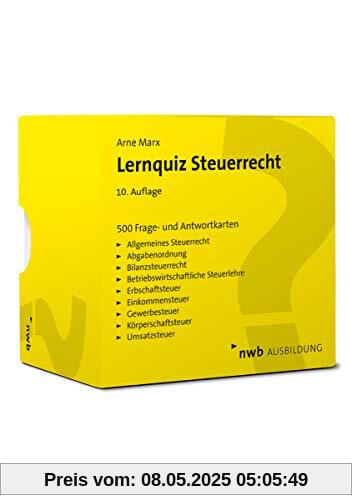 Lernquiz Steuerrecht: 500 Lernkarten mit Fragen und Antworten.