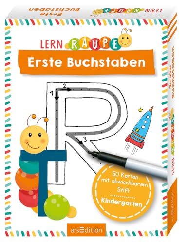 Lernraupe – Erste Buchstaben: 50 Karten mit abwischbarem Stift | Übungsmaterial für den Kindergarten